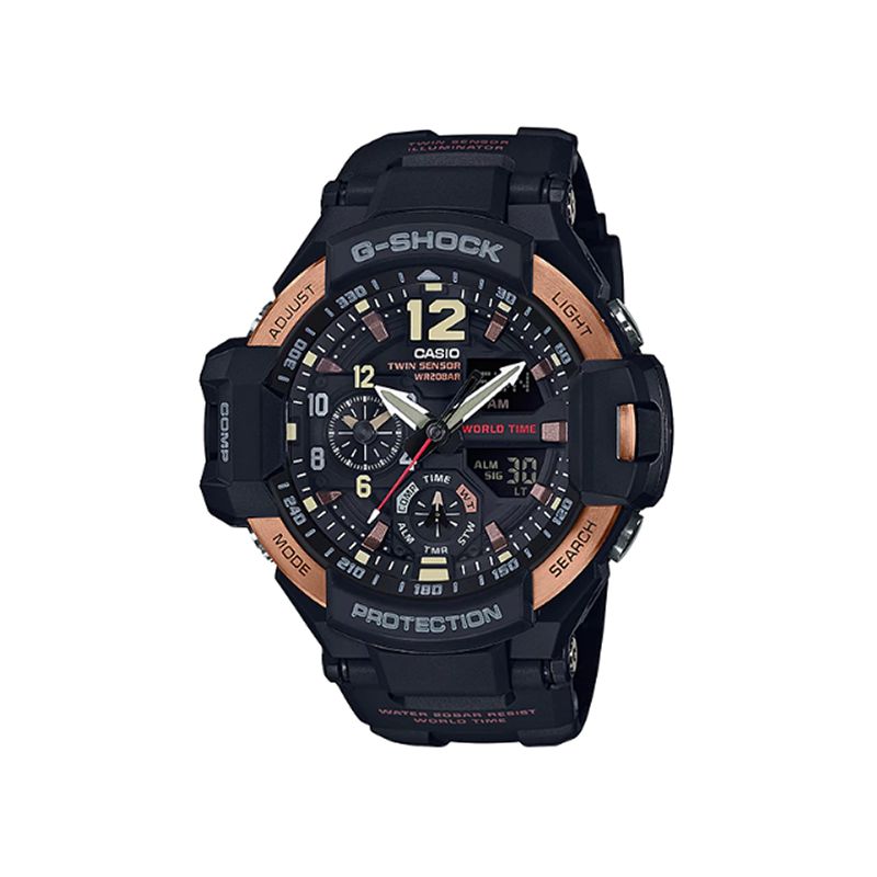 Casio G-Shock Mens Black/Gold Ana/Digital Gravitymaster Watch GA-1100RG-1ADR